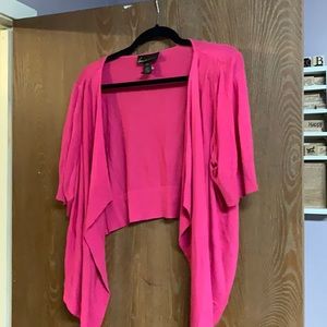 Hot pink shrug with waterfall front